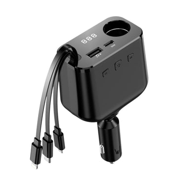 Cargador Multifunción BLS-19 Para Auto Carga Rápida 80W USB Tipo C + Cable 3 en 1