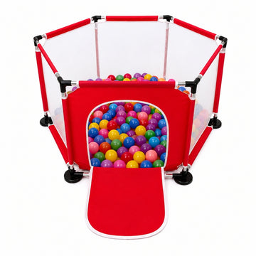 Corral Infantil Hexagonal con Malla Puerta Frontal y Área de Juegos para Bebés 63x126x110cm