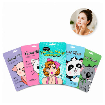 Pack x5 Mascarilla Facial Hidratante 150g Colágeno Ácido Hialurónico Diseño Aleatorio