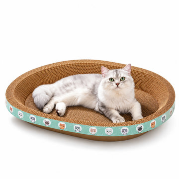 Cama Rascador Ovalado para Gato Corrugado de Alta Densidad 30x50cm