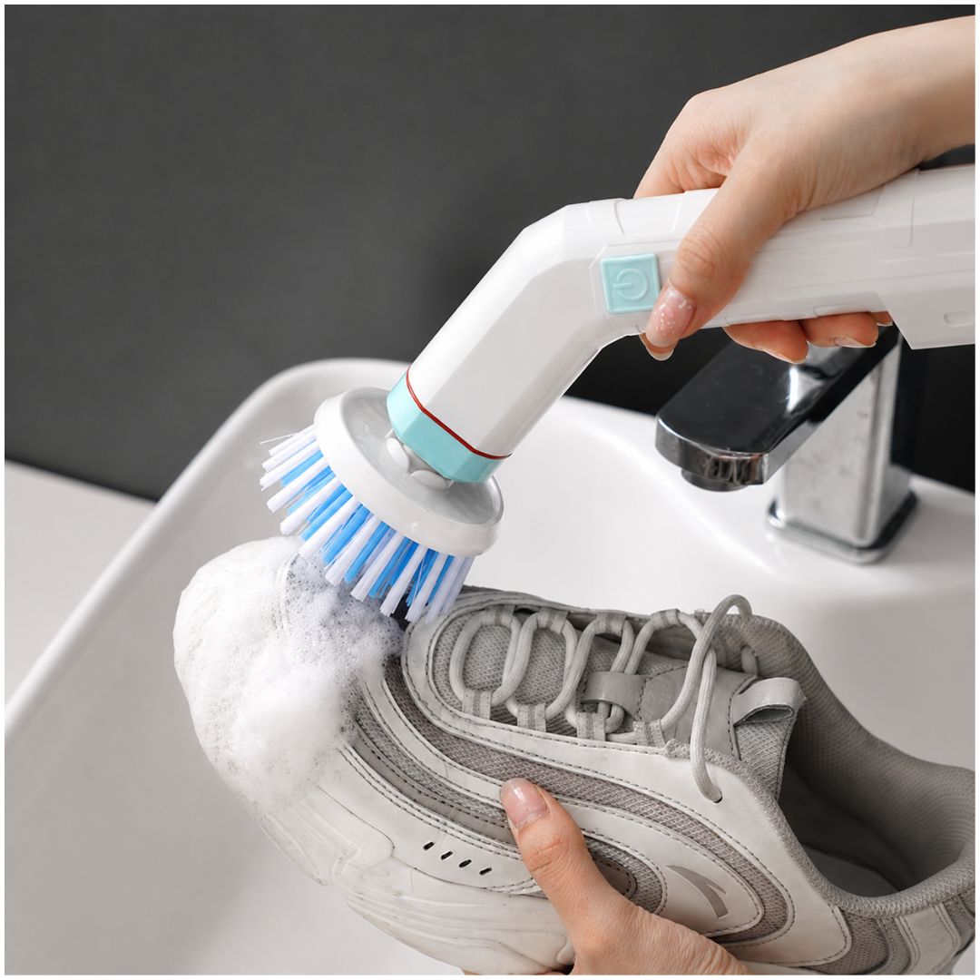 Cepillo Eléctrico Giratorio Para Limpieza de Zapatos Inalámbrico Recargable Multiusos 2 en 1