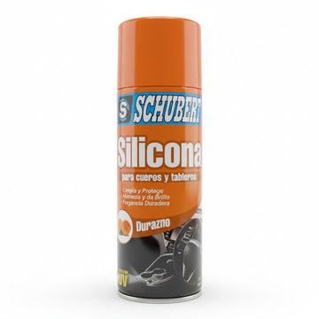Silicona en Spray Schubert Multiusos Para Cueros y Tableros 450ml Aroma Durazno