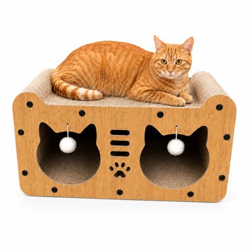 Casa Rascador para Gatos 2 en 1 con Cama y Refugio Acabado Tipo Bambú 27x51cm