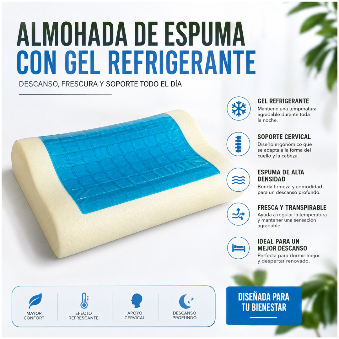 Almohada Cervical Ortopédica de Espuma con Gel Refrescante