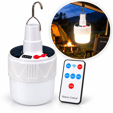 Foco LED Solar KJ-V56 Recargable  3 Modos con Control Remoto SOS y Gancho