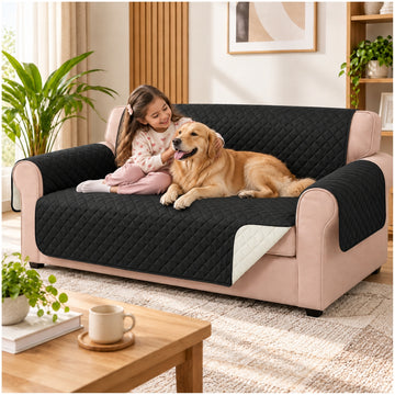 Forro Cobertor de Sofá Negro Reversible Lavable Protección para Mascotas