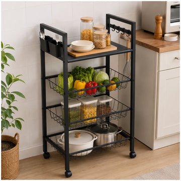 Carrito Organizador de Cocina Metal Multiusos 4 Niveles con Ruedas 100x50x32cm