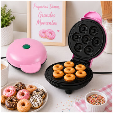 Mini Wafflera Para 7 Mini Donas Antiadherente Eléctrica Portátil de 350W