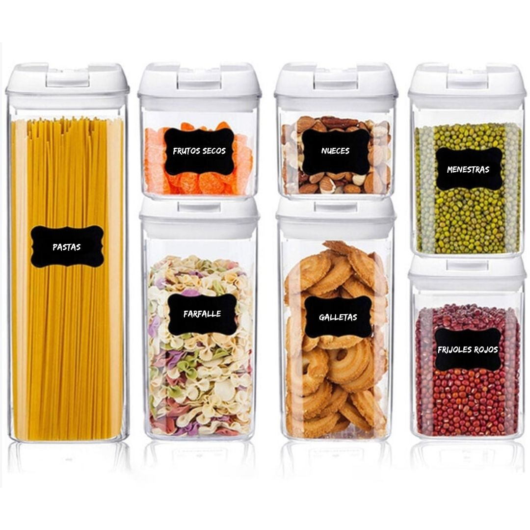 Set 7 Dispensador Hermético Arroz y Menestras Contenedor de Alimentos