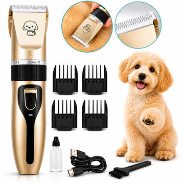 Kit Maquina Corta Pelo Perro Mascota Inalámbrica Recargable USB y Accesorios