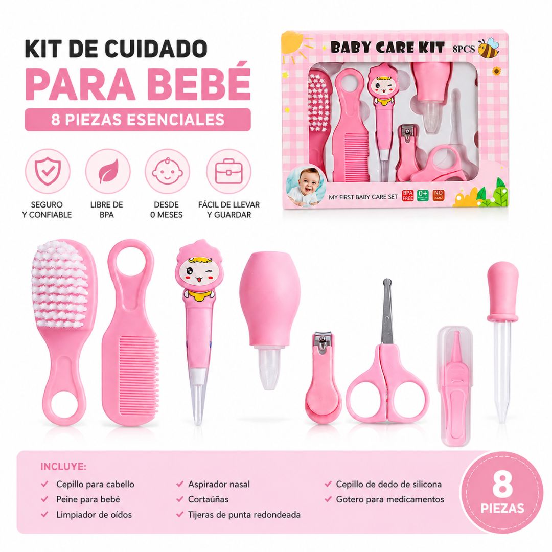 Kit de Cuidado Higiene Cortaúñas para Bebé Recién Nacido 8 Piezas