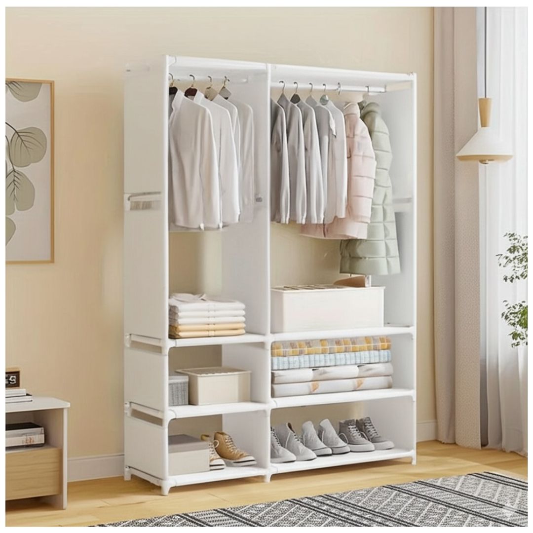 Ropero Colgador Organizador de Ropa 2 Cuerpos 170x95x36cm