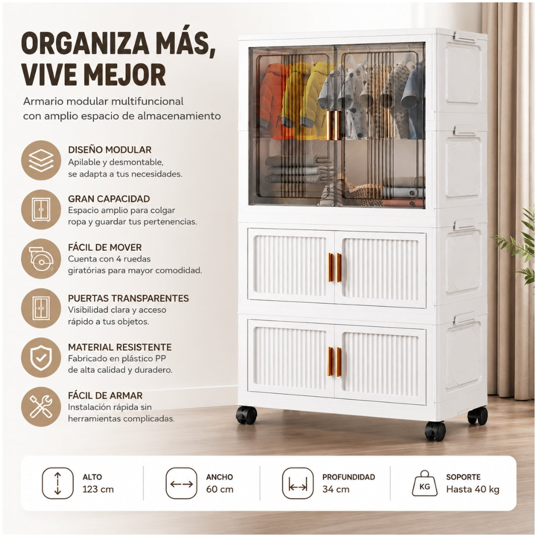 Organizador de Ropa Ropero Armario Multifuncional Plegable 123x60x34cm