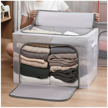 Caja Organizadora de Ropa Plegable Impermeable y Transparente 66L