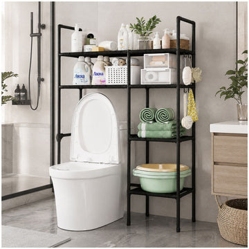 Estante Organizador Multiusos para Inodoro Baño 4 Niveles 2 Cuerpos 138x81x25cm