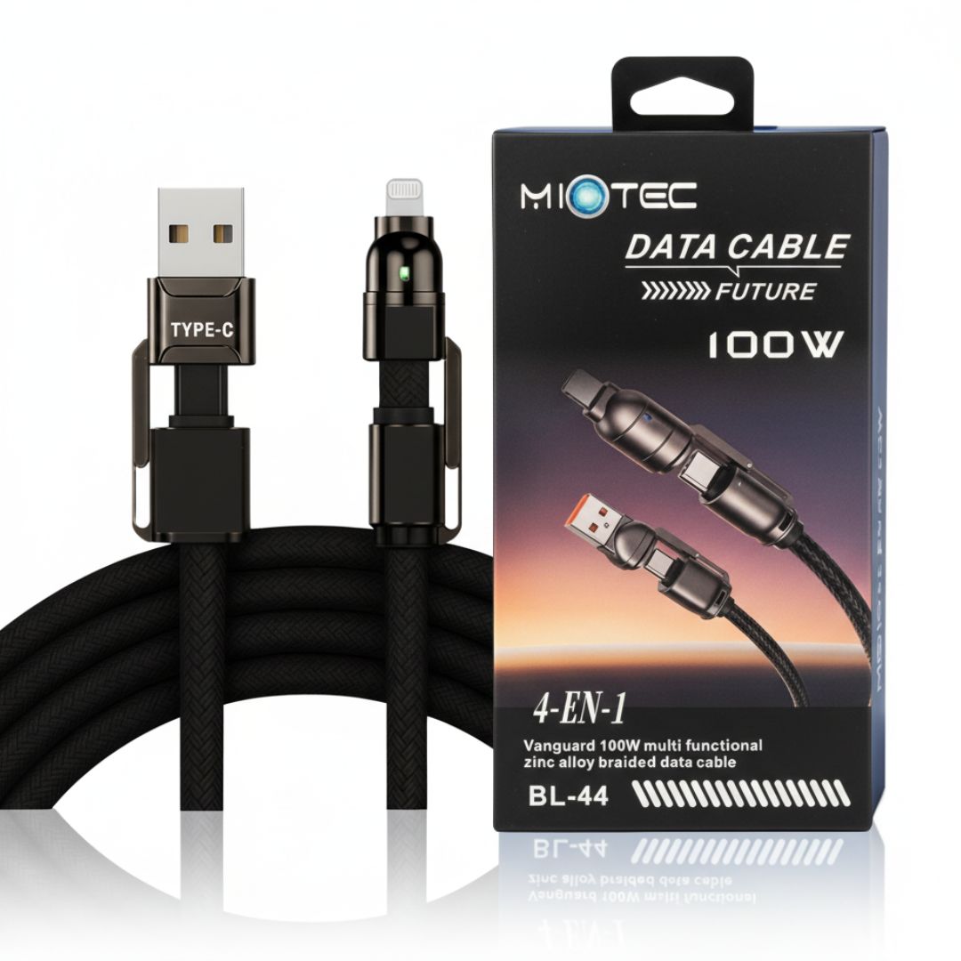 Cable Carga Rápida y Datos BL-44 de 100W 4 en 1 USB + Tipo C +Lightning