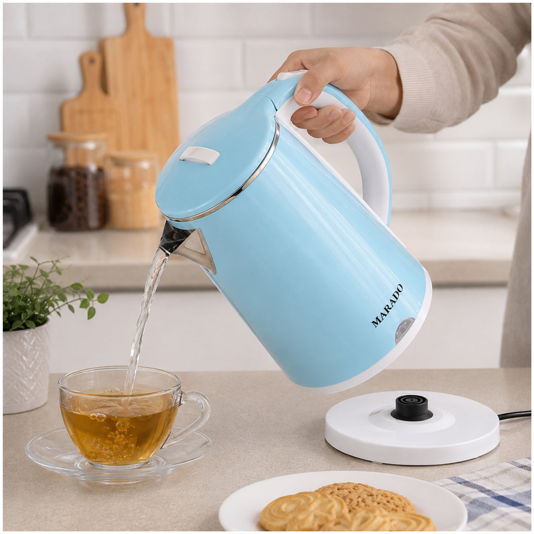 Hervidor Eléctrico para Agua Automático MA-2323 de 2 Litros 1500W con Base 360°