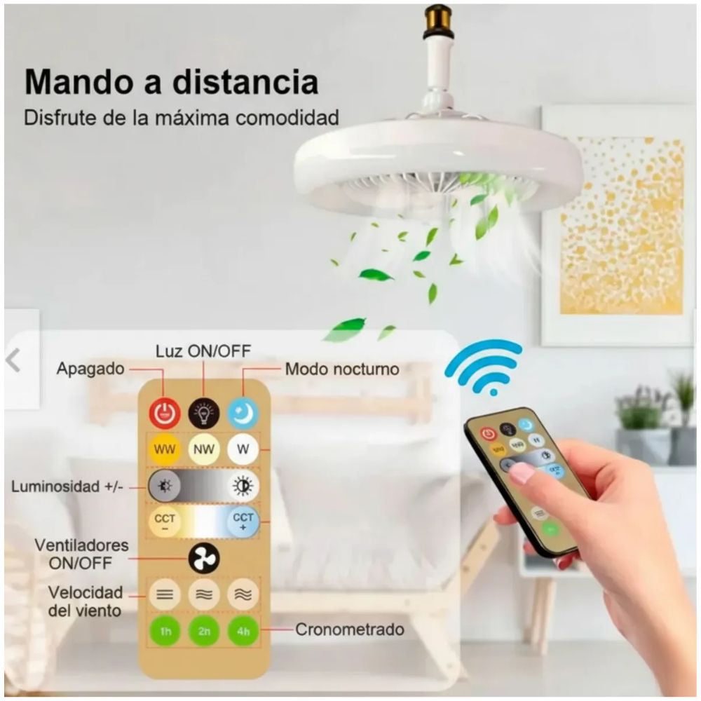 Foco Ventilador de Techo Multifuncional REMA 50W Luz LED Integrada Cálida Fría