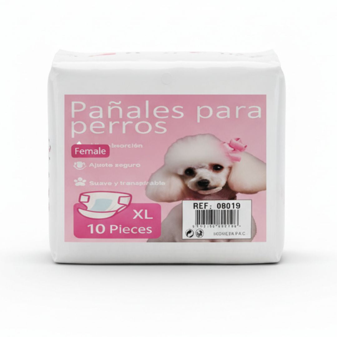 Pack x10 Pañal para Perros Hembra Celo Perras Talla XL Absorbente Ajustable