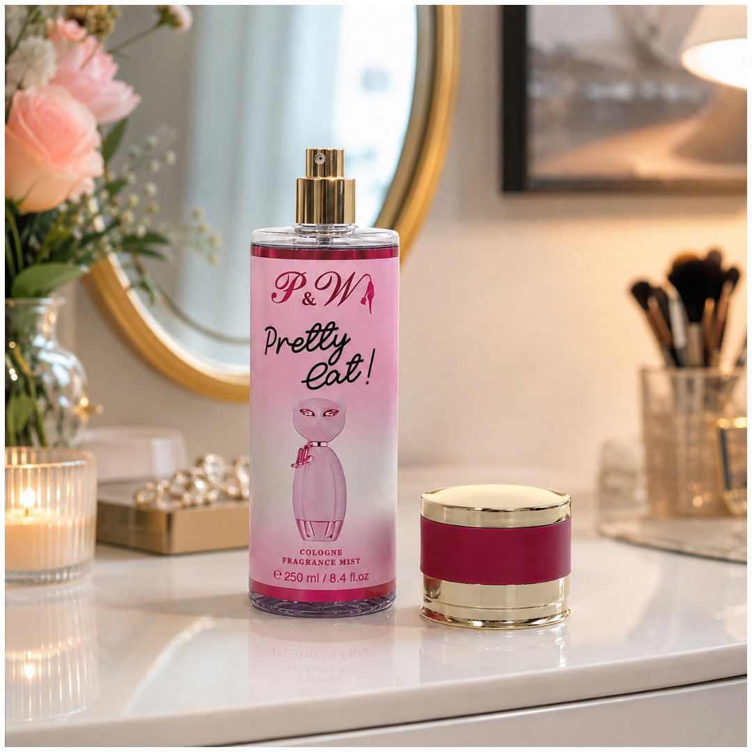 Perfume Mujer 250ml Colonia Corporal Pretty Cat P&W Fragancia Dulce y Fresca