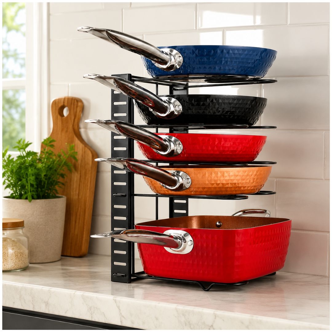 Estante Organizador de ollas sartenes y Tapas de 5 niveles Ajustable WL-CF049