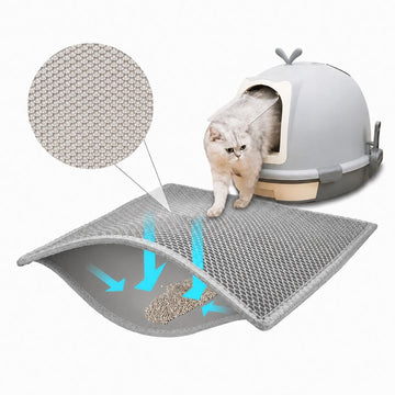 Alfombra Colectora Atrapa Arena para Gatos 45x60cm Impermeable Antideslizante Doble Capa
