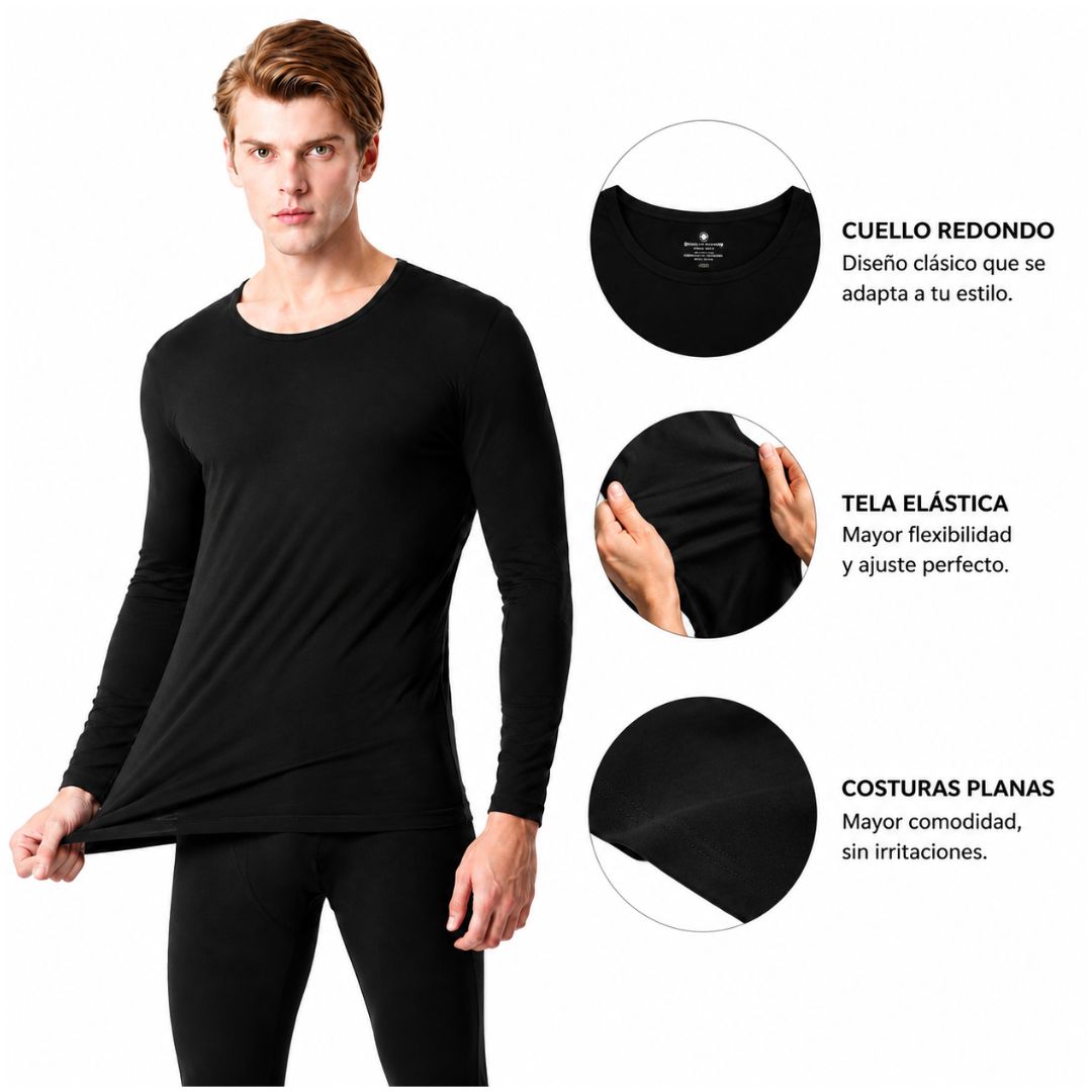Polo Calentador Térmico Spandex Manga Larga Para Hombre XXL
