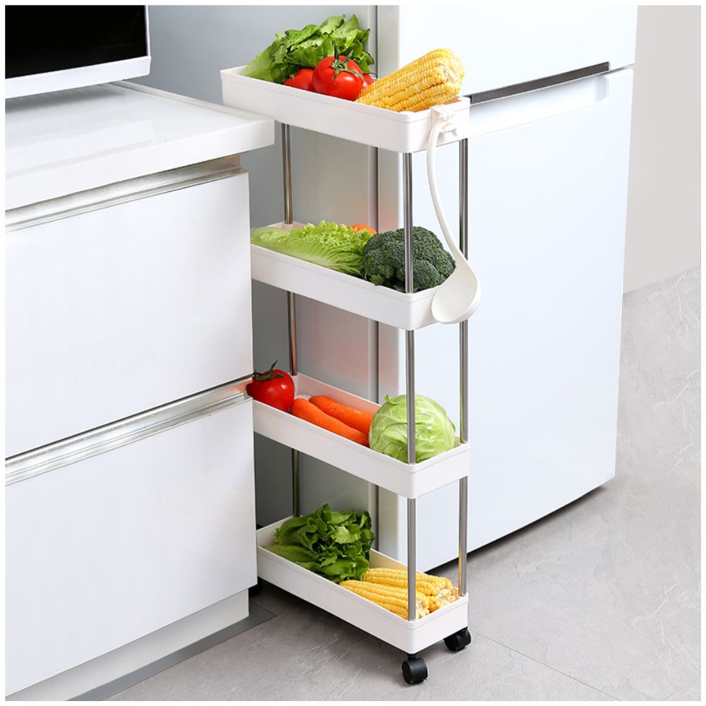 Carrito Organizador de Cocina Multiusos 4 Niveles con Ruedas 84.5x34.5x12cm