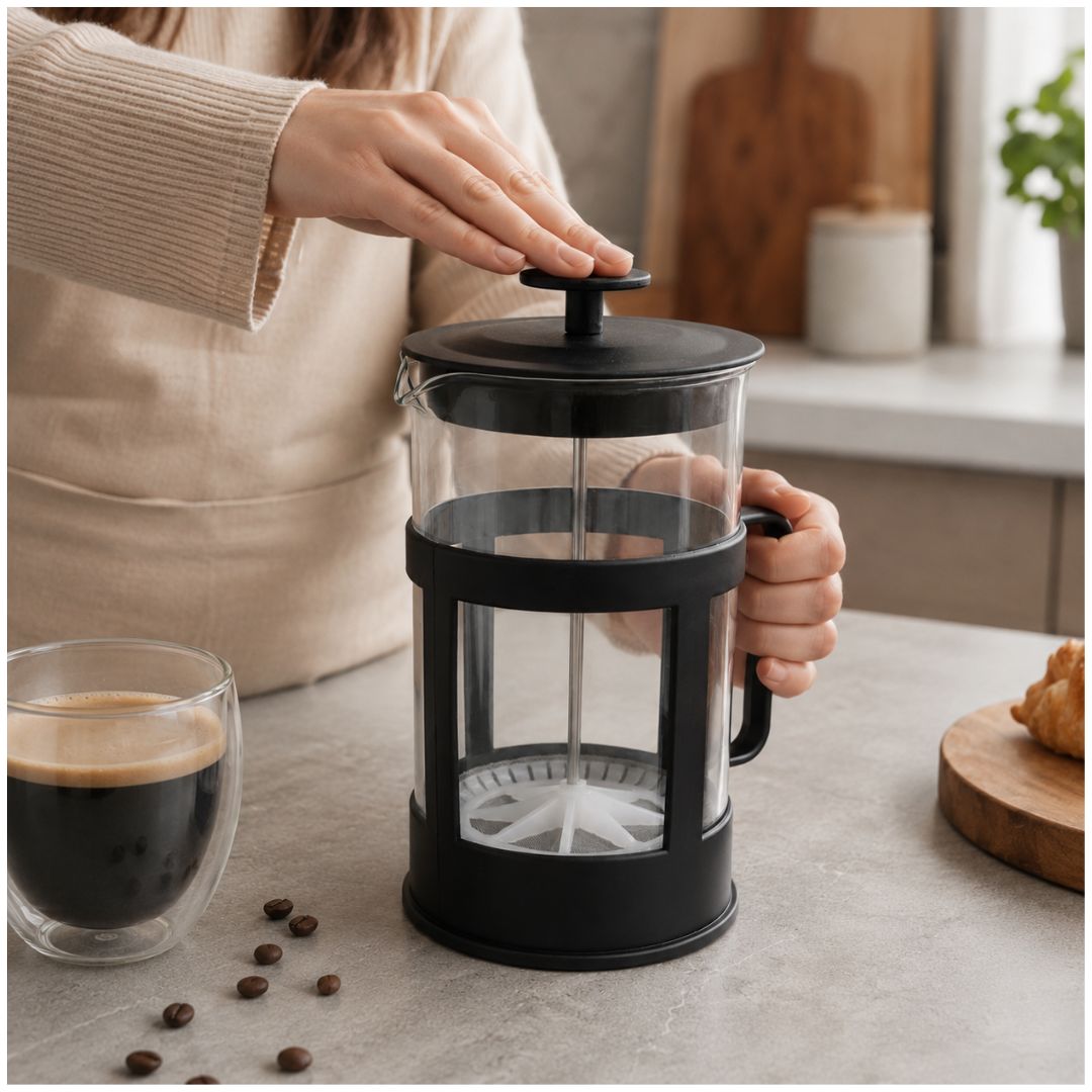 Cafetera Manual Prensa Francesa de Vidrio 1000 ml para Café y Té con Filtro de Émbolo