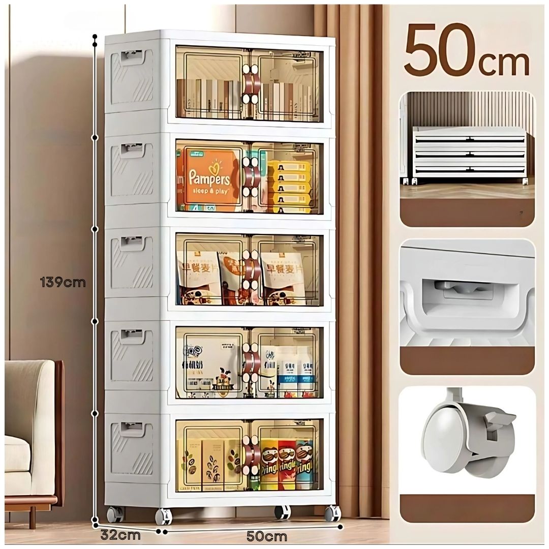 Organizador Multiusos Mueble Estante De 5 Niveles Plegable Apilable 139x50x32cm