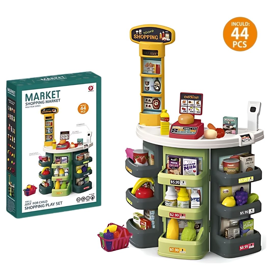 Set Juego Super Mercado 44pcs Juguete para Niñas y Niños Con Escáner