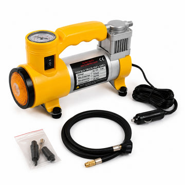 Compresor de Aire Portátil Automotriz AC+ PRO 12V 150 PSI con Manómetro Luz de Trabajo