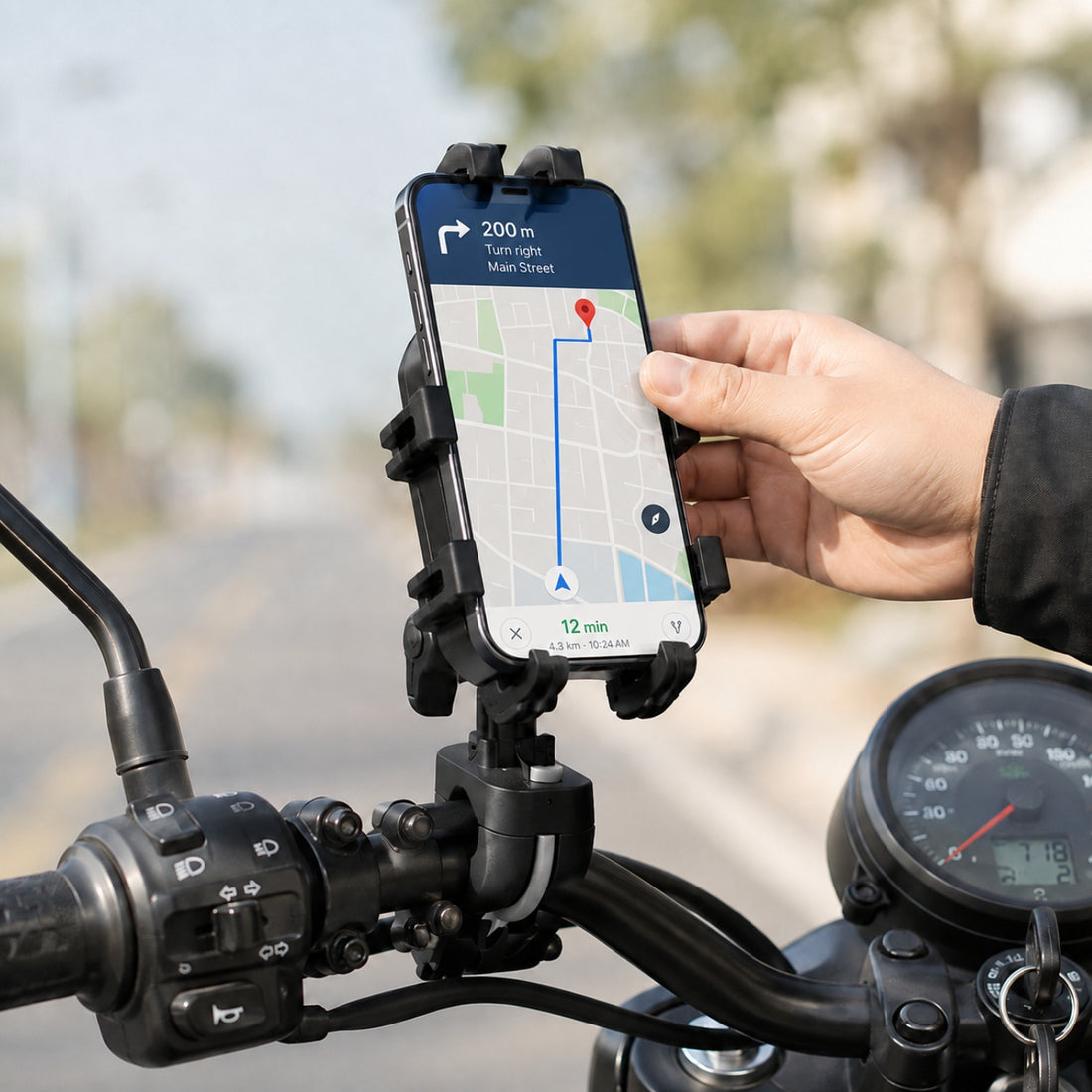 Soporte de Celular para Moto y Bicicleta 360° MT-E01 con Abrazadera de Manubrio