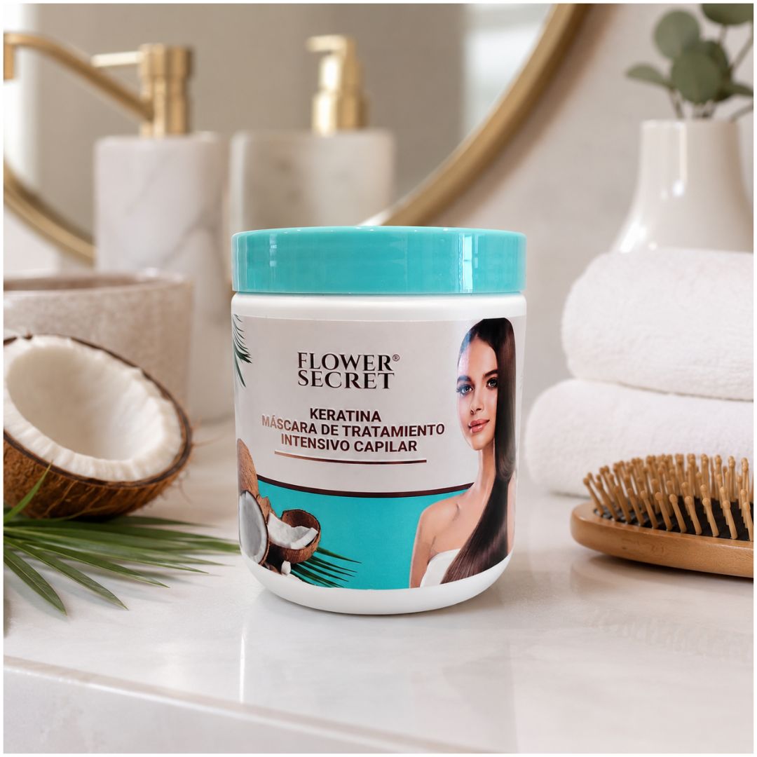Mascarilla Capilar Flower Secret Keratina con Coco 500 ml Hidratante y Nutritivo