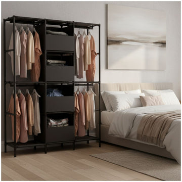 Ropero Colgador Multifuncional C5 Organizador de Ropa 3 Cuerpos 170x126x45cm