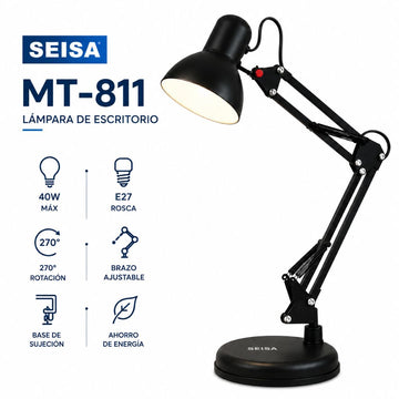 Lámpara de Escritorio Articulada SEISA MT-811 Giratorio 270° Base Firme