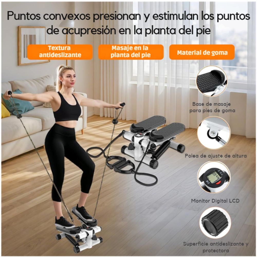 Máquina de Ejercicios Multifuncional Portátil Caminadora Escaladora Stepper Con Ligas