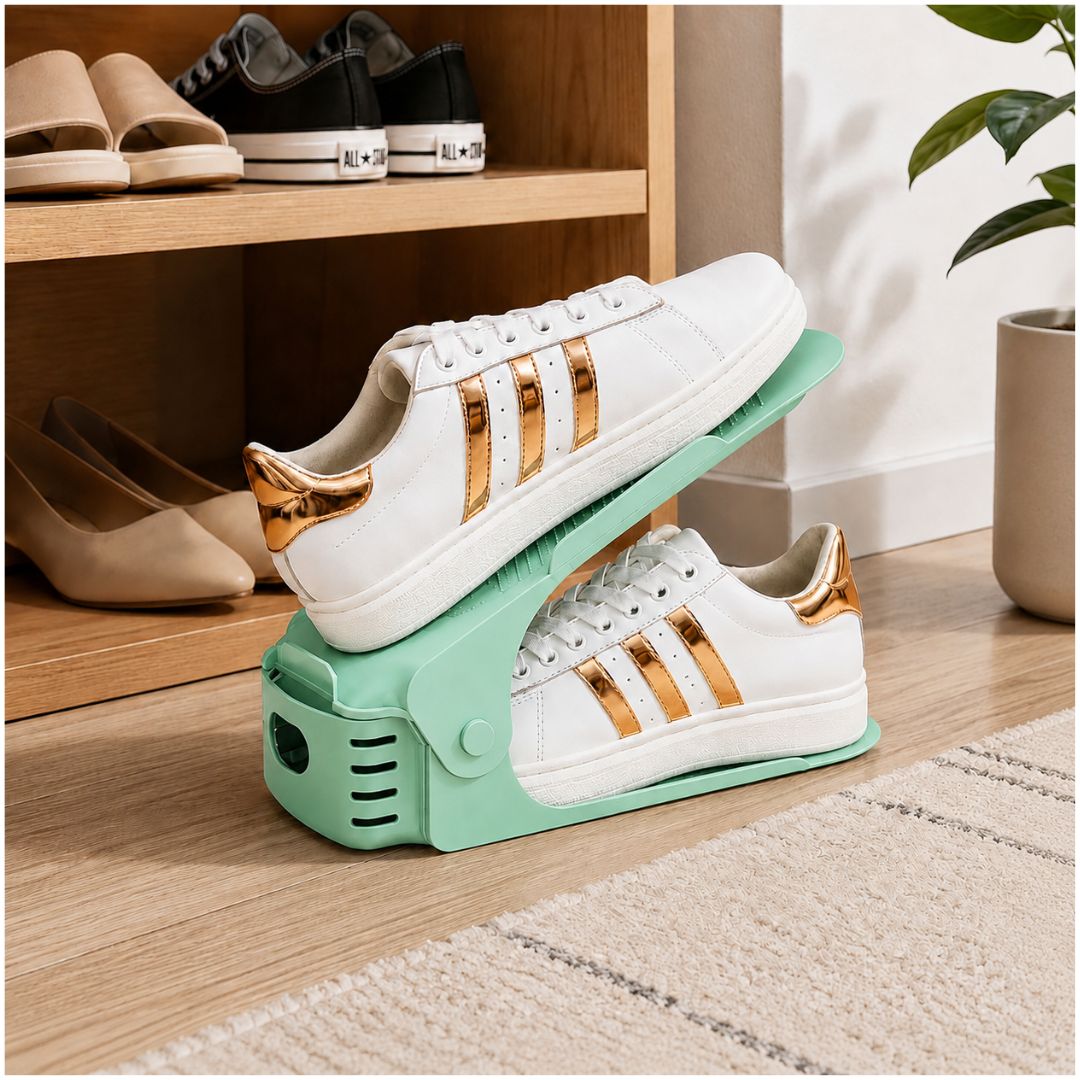 Pack x10 Organizadores de Zapatos Verde Altura Ajustable Plegable