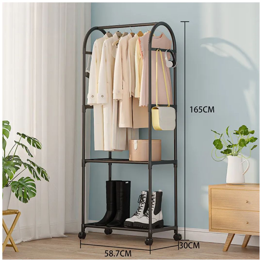 Colgador de Ropa Zapatera Elegante Con Ruedas 165x59x30cm