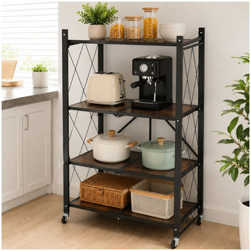 Estante Organizador de Cocina Multiusos de Metal Madera con Ruedas 123x71x34cm