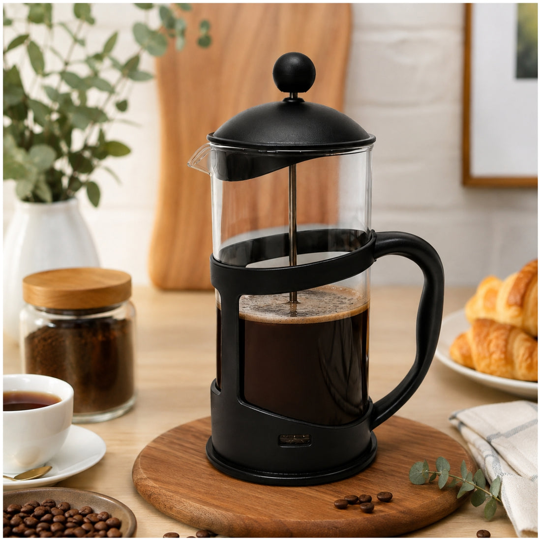 Cafetera Manual Prensa Francesa de Vidrio 1000 ml para Café y Té Filtro de Acero Inox