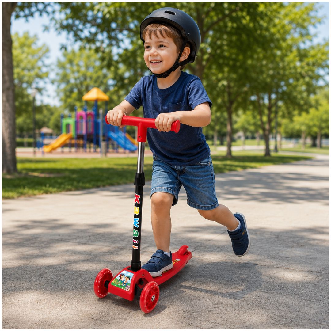 Scooter Infantil 3 Ruedas Plegable Ajustable Para Niñas y Niños con Luces LED