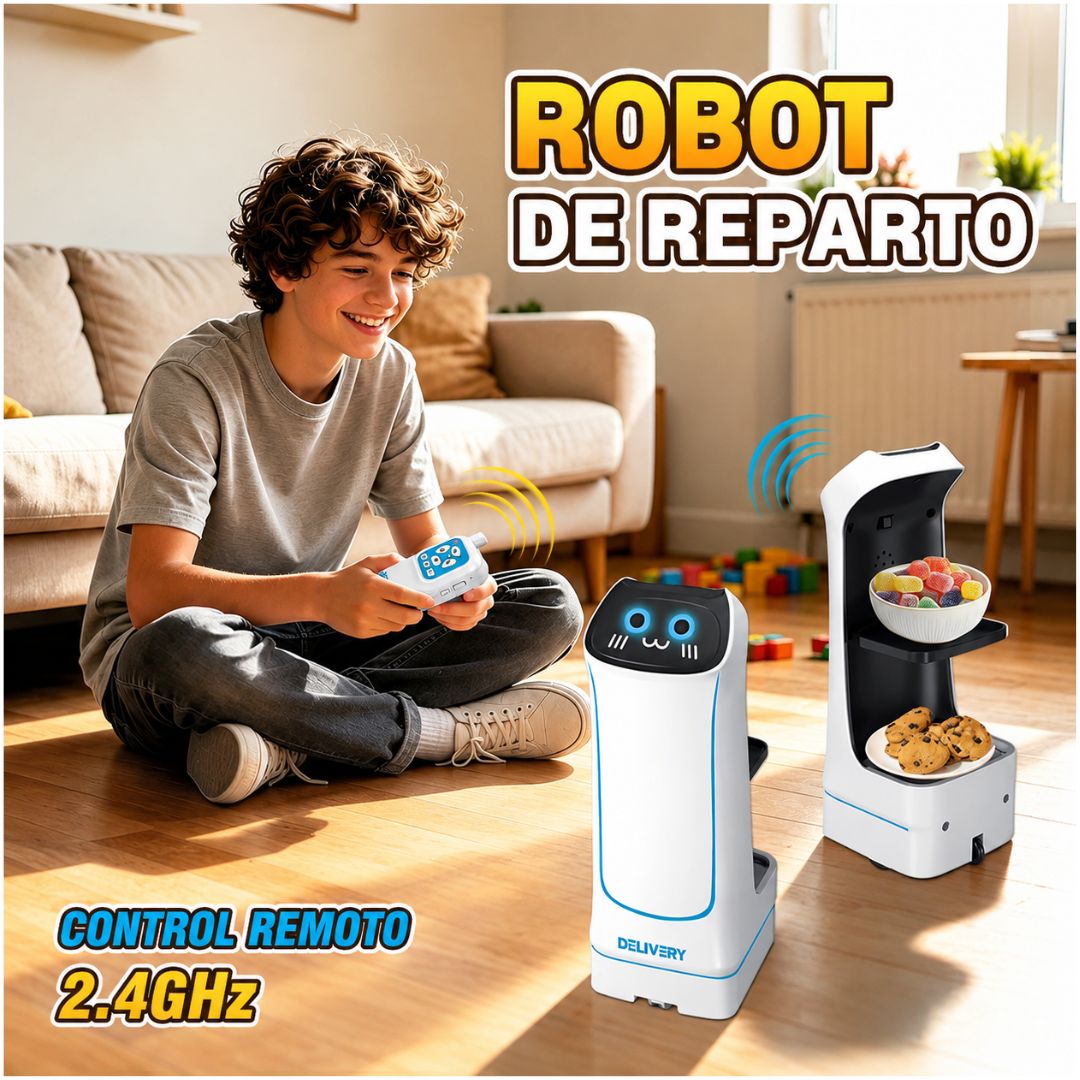 Robot Delivery Inteligente a Control Remoto 2.4GHz con Bandejas Desmontables