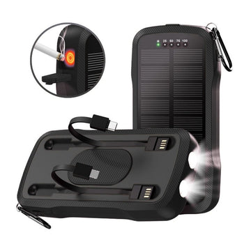Solar Power Bank 30000 mAh Cargador Portátil Carga Rápida PB224 4 en 1 Linterna Encendedor