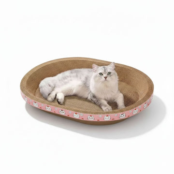 Cama Rascador Ovalado para Gato Corrugado de Alta Densidad 30x50cm