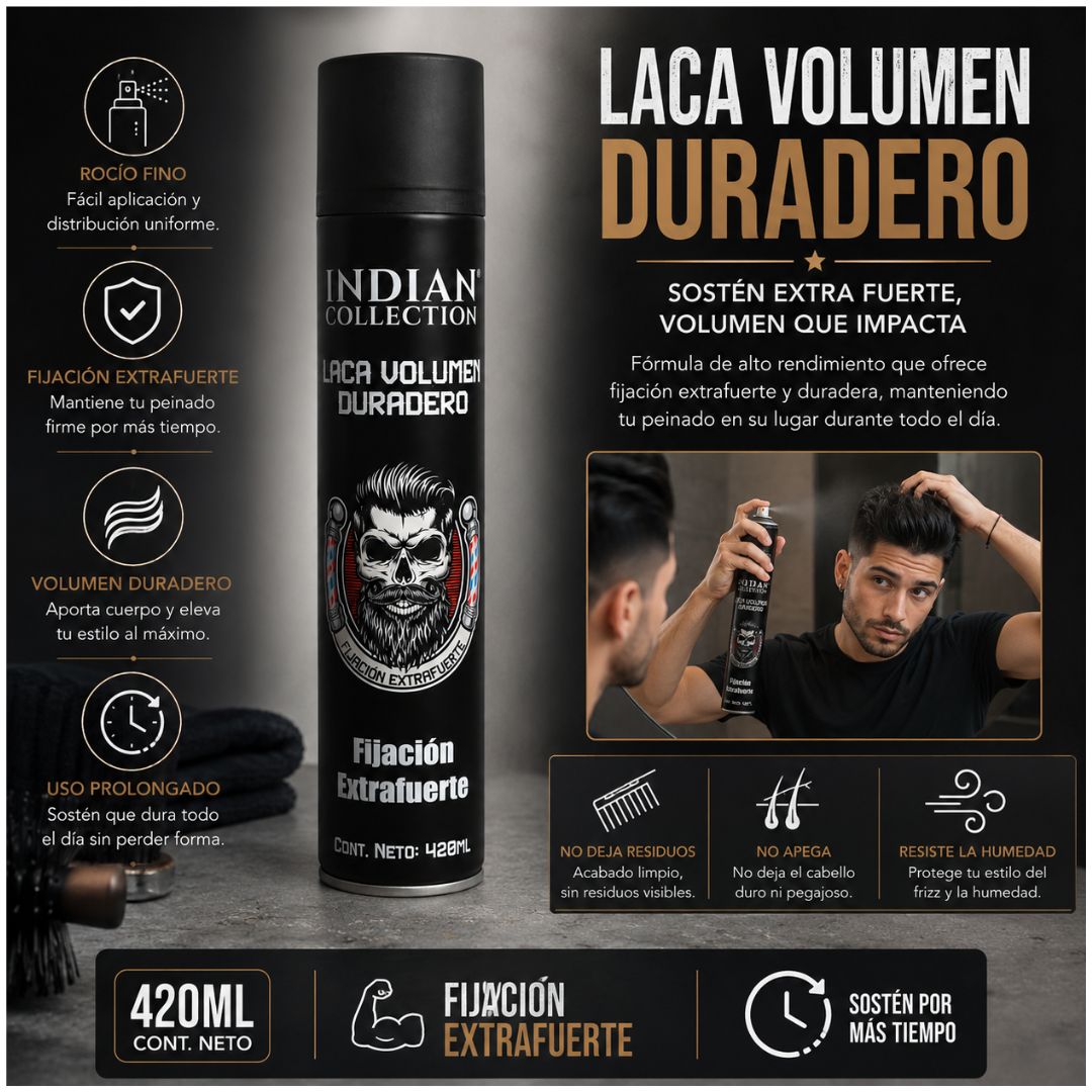 Laca para Cabello Indian Collection ZL05-C 420ml Fijación Extrafuerte Volumen Duradero