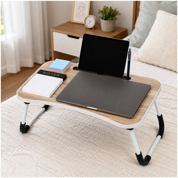Mesa Plegable Para Laptop Sofá Cama Multiusos Con Porta Tablet Celular y Lapicero