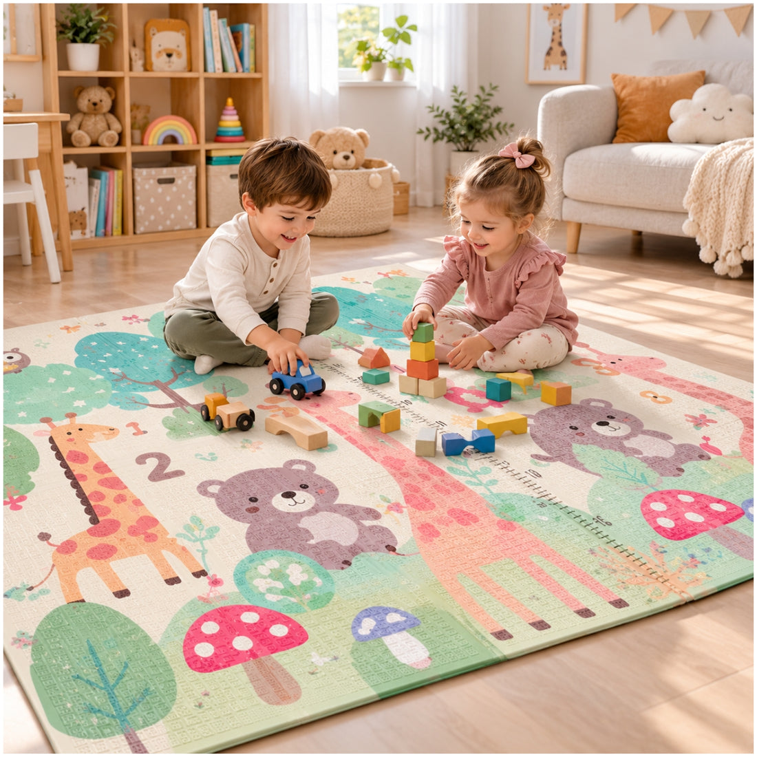Piso Tapete Infantil Acolchado Antideslizante 200x180cm Bebés y Niños Diseño Aleatorio