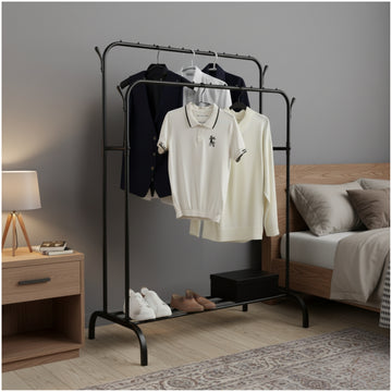 Colgador Perchero Organizador de Ropa Doble Barra de Metal 150x110x57cm