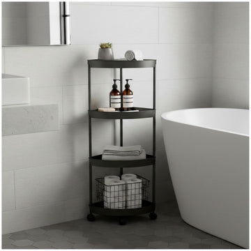 Estante Carrito Organizador Esquinero Multiusos de 4 Niveles con Ruedas 88x35x25cm